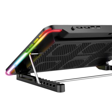 Support ventilé LED RGB VARR pour ordinateur portable x6 ventilateur x2 USB noir