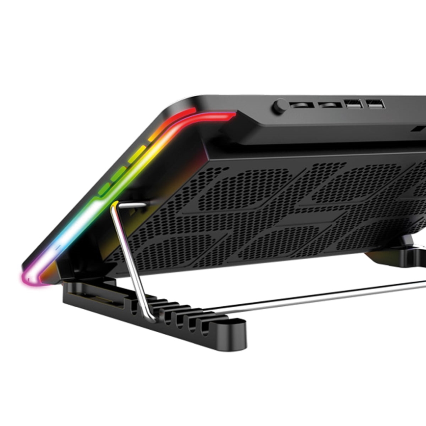 Support ventilé LED RGB VARR pour ordinateur portable x6 ventilateur x2 USB noir