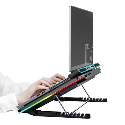 Support ventilé LED RGB VARR pour ordinateur portable x6 ventilateur x2 USB noir