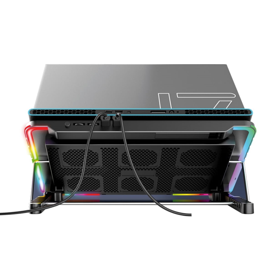 Support ventilé LED RGB VARR pour ordinateur portable x6 ventilateur x2 USB noir