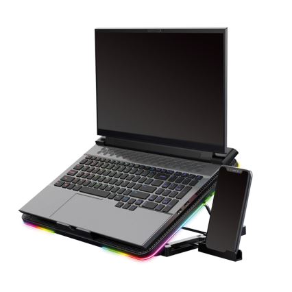 Support ventilé LED RGB VARR pour ordinateur portable x6 ventilateur x2 USB noir