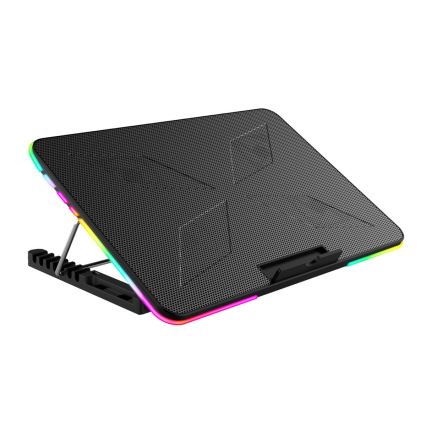 Support ventilé LED RGB VARR pour ordinateur portable x6 ventilateur x2 USB noir