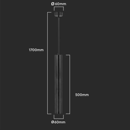 Suspension 1xGU10/35W/230V 50 cm noir