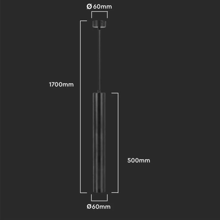 Suspension 1xGU10/35W/230V 50 cm noir