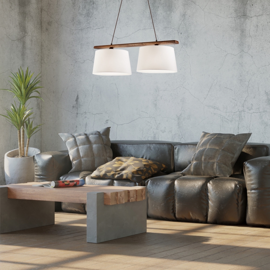 Suspension à câble AIDA, 2x E27/60 W/230 V, Ø 35 cm, chêne/noyer