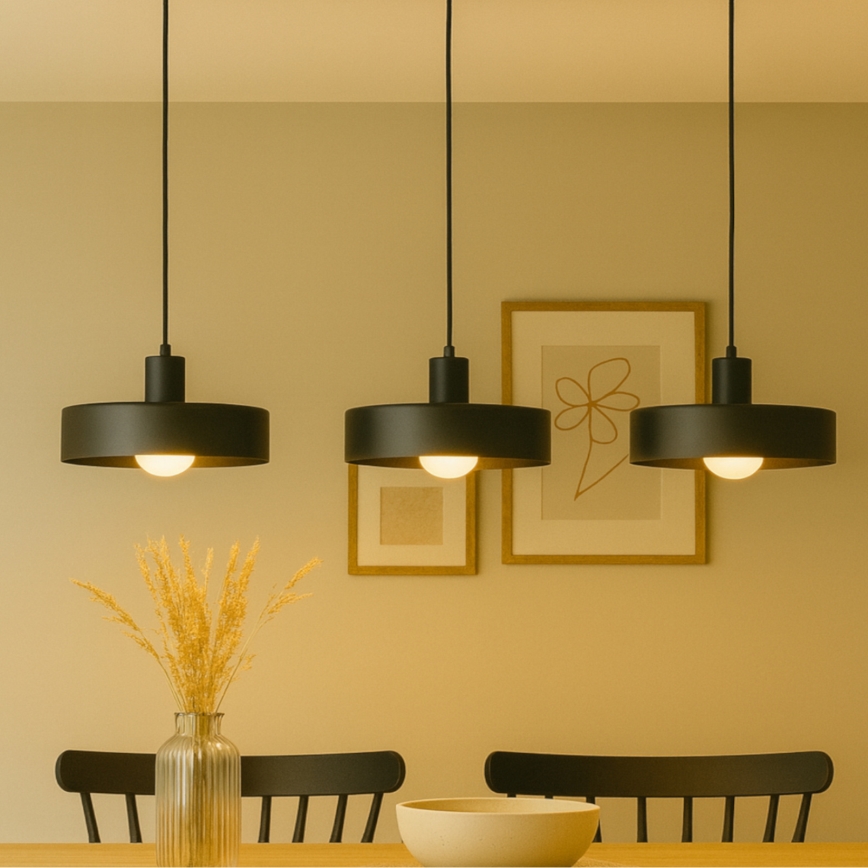 Suspension à câble ARCANE 3xE27/60W/230V noire