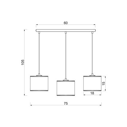 Suspension à câble ARDEN 3xE27/15W/230V beige