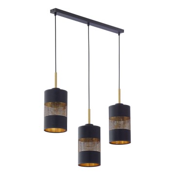 Suspension à câble BOGART 3xE27/15W/230V noire/dorée