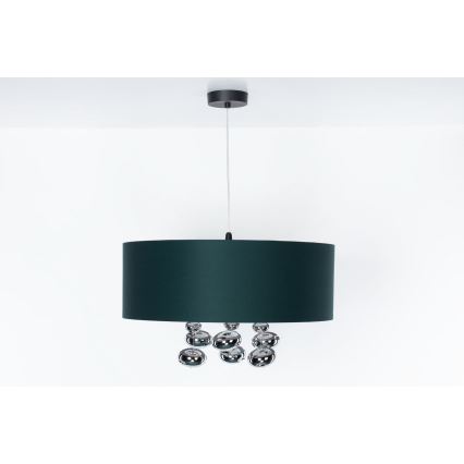 Suspension à câble BUBBLE 1xE27/60W/230V, diam. 40 cm, vert