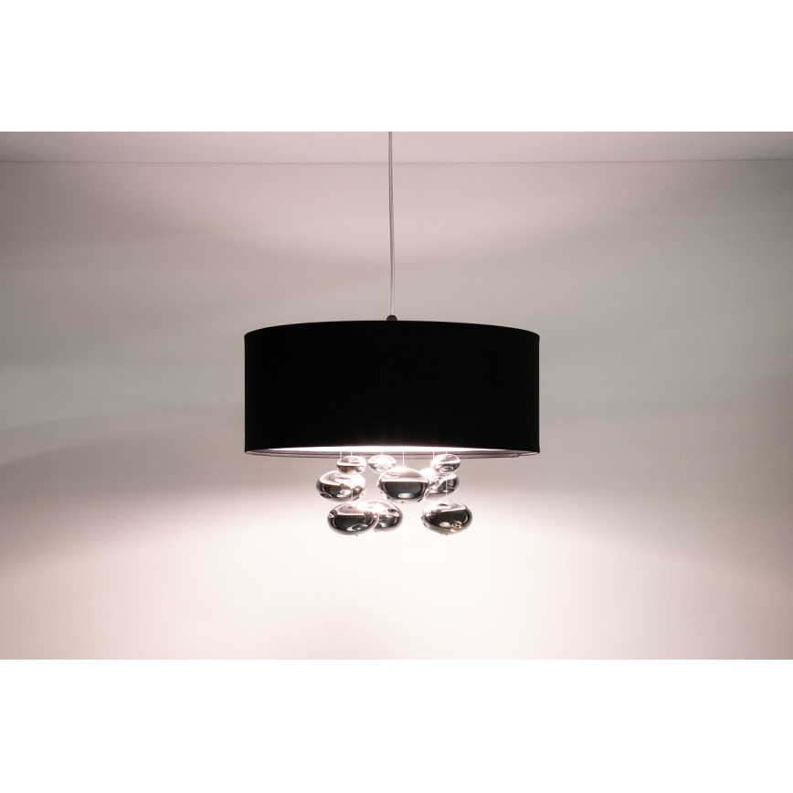 Suspension à câble BUBBLE 1xE27/60W/230V, Ø 50 cm, noir
