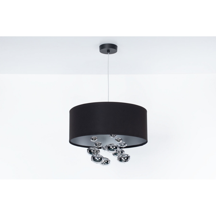 Suspension à câble BUBBLE 1xE27/60W/230V, Ø 50 cm, noir