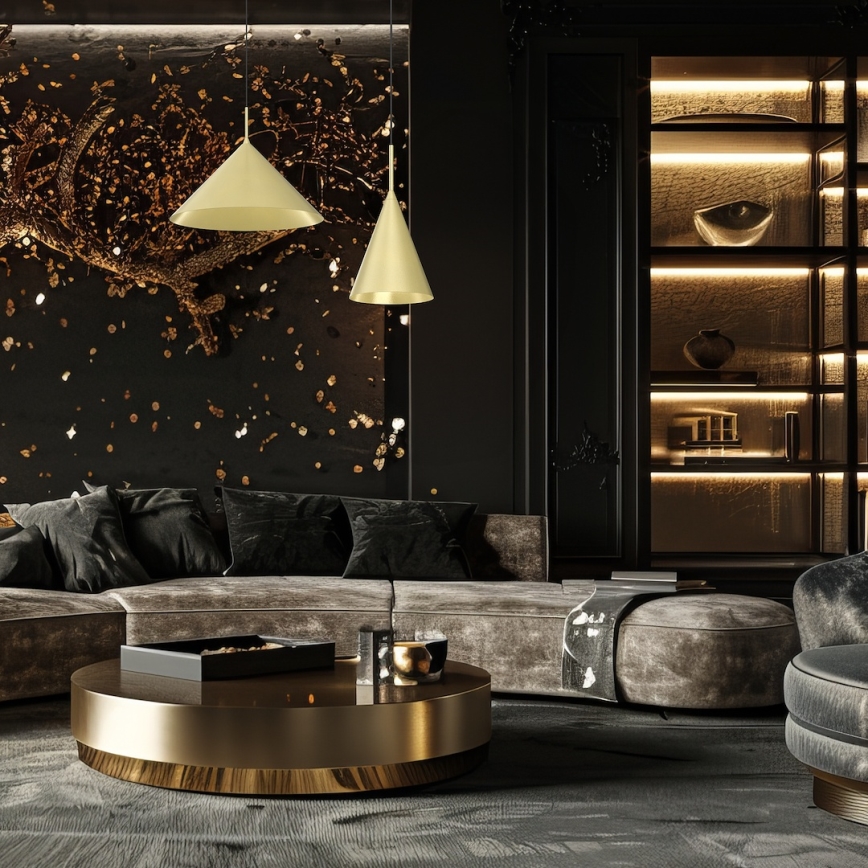 Suspension à câble CAPITAL 1xGX53/15W/230V Ø 46 cm dorée