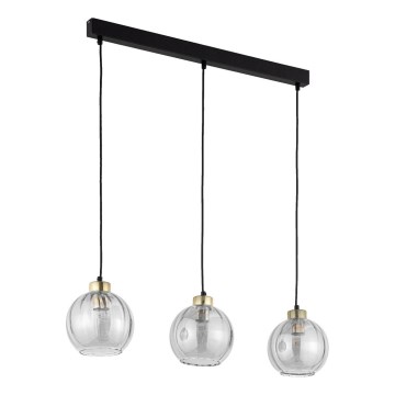 Suspension à câble DEVI 3xE27/15W/230V noir/fumé