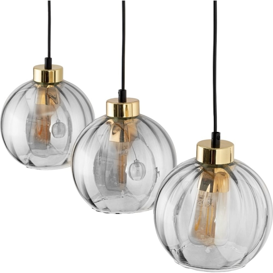 Suspension à câble DEVI 3xE27/15W/230V noir/fumé