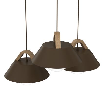 Suspension à câble FUNDA 3xE27/15W/230V marron