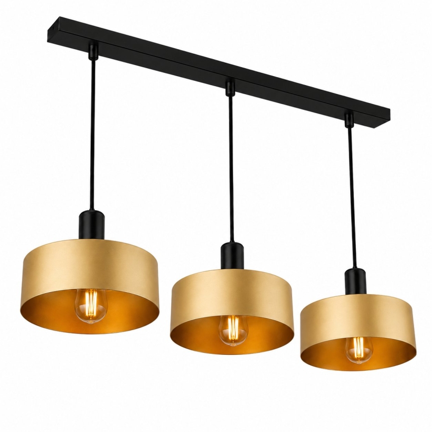 Suspension à câble HAKI 3xE27/60W/230V dorée/noire