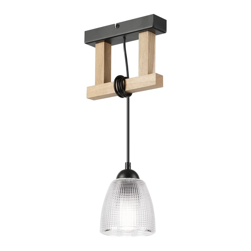 Suspension à câble LEANDRA 1xE27/15W/230V chêne/noir