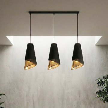 Suspension à câble MODA 3xE27/15W/230V noir/doré