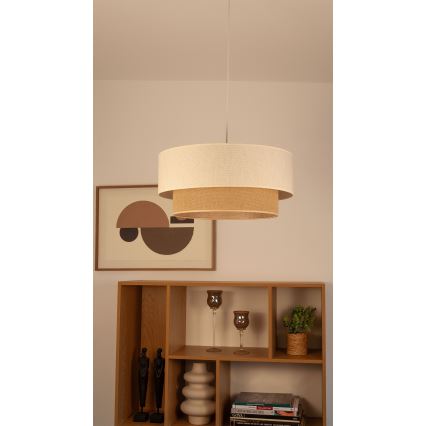 Suspension à câble NATIA 1xE27/60W/230V Ø 45 cm blanc/marron