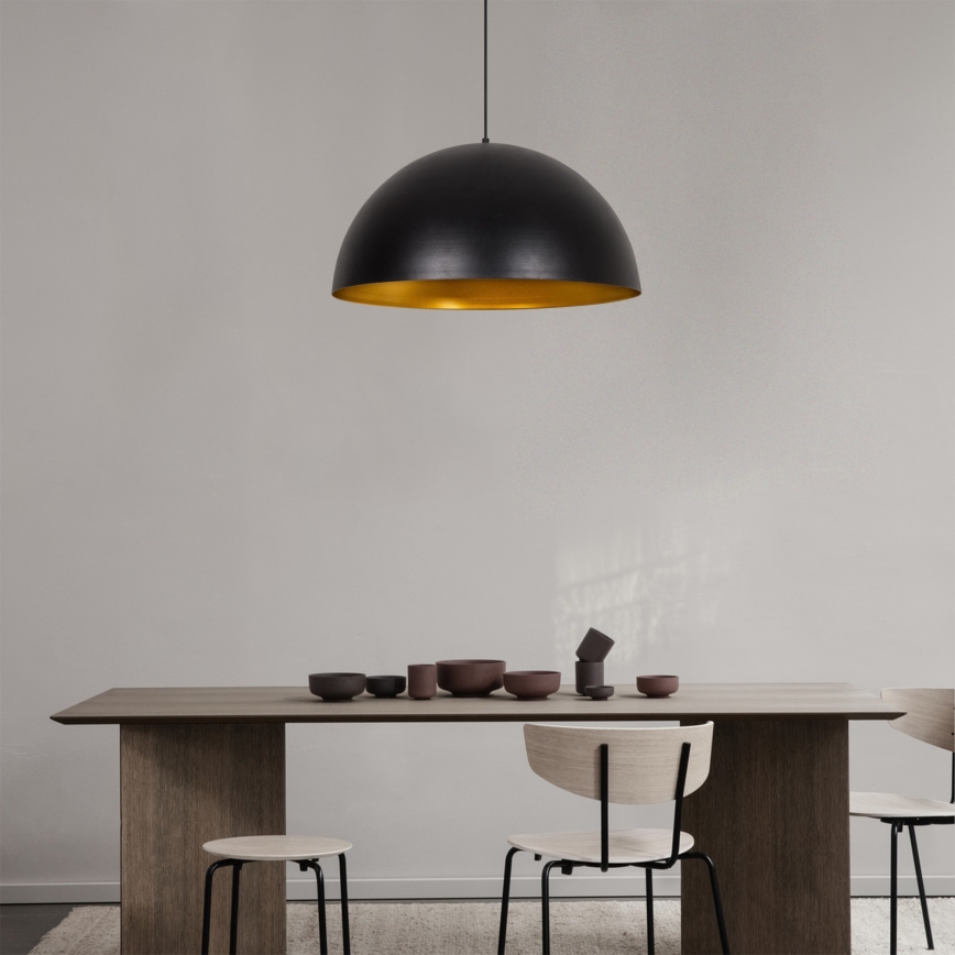Suspension à câble SIVANI 1xE27/40W/230V Ø 60 cm noir/cuivre