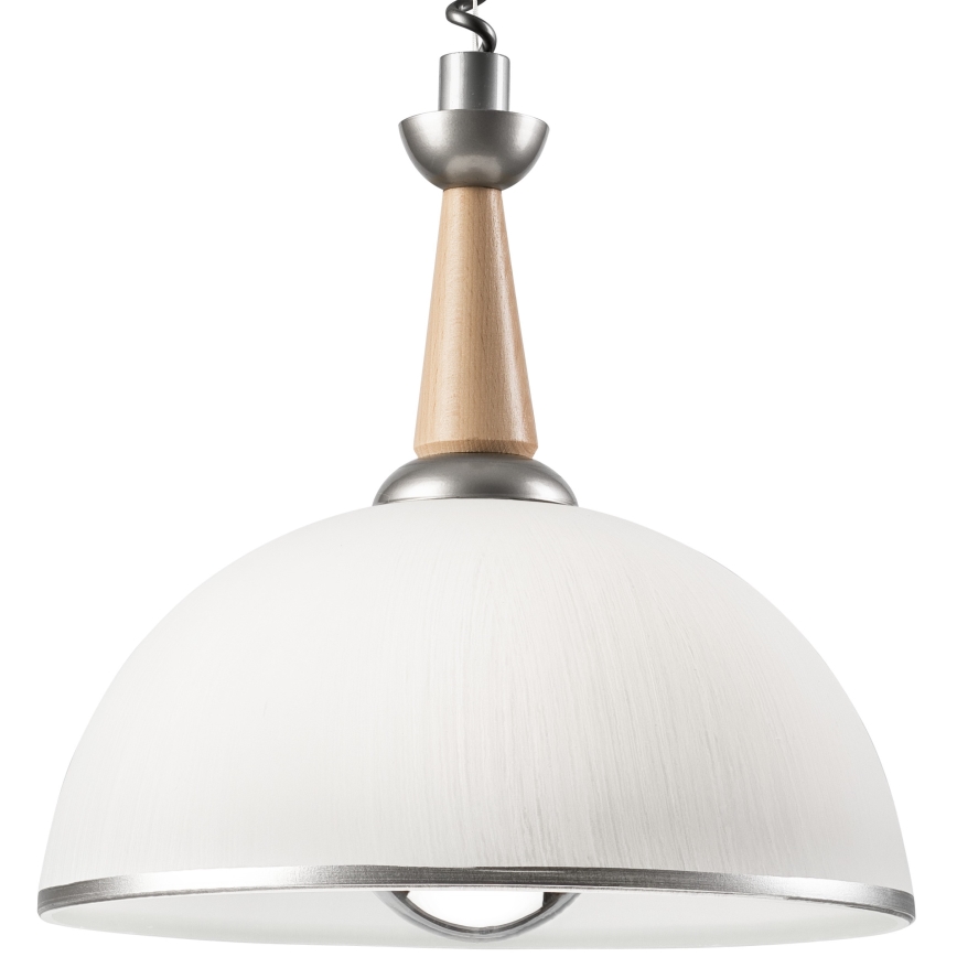 Suspension à hauteur réglable CHIARA 1xE27/60W/230V argent/beige/hêtre