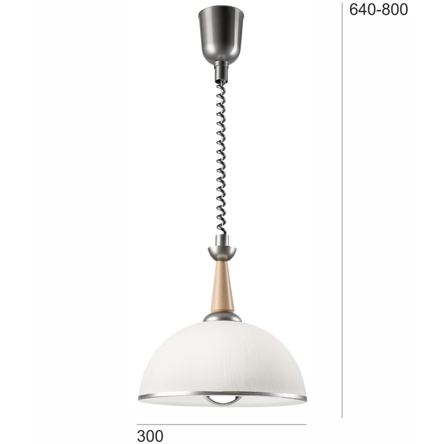 Suspension à hauteur réglable CHIARA 1xE27/60W/230V argent/beige/hêtre