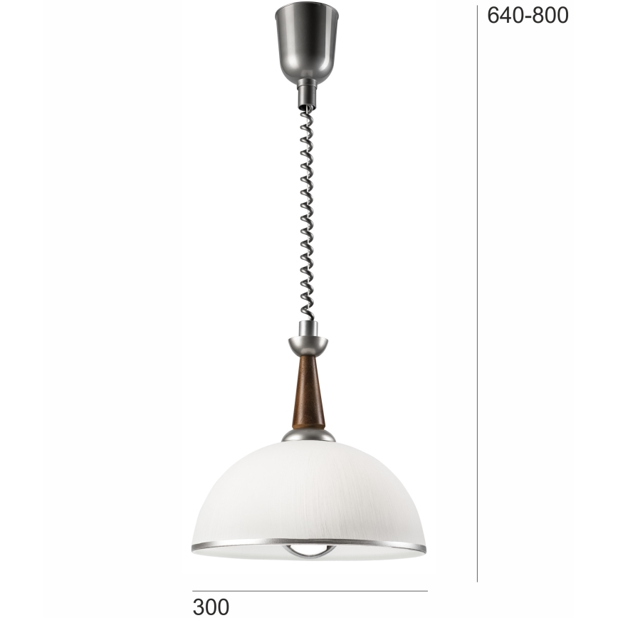 Suspension à hauteur réglable CHIARA 1xE27/60W/230V argent/marron foncé/hêtre
