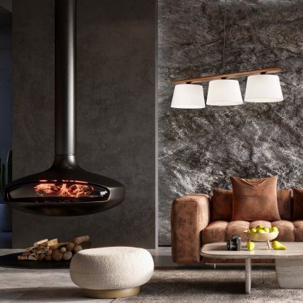 Suspension AIDA sur câble, 3x E27/60W/230V, Ø 25 cm, chêne/noyer