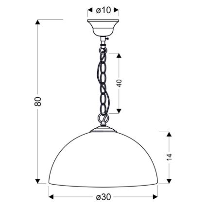 Suspension avec chaîne SUGAR 1xE27/60W/230V blanc/or