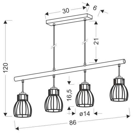 Suspension avec fil BERNITA 4xE27/60W/230V