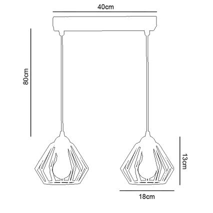 Suspension avec fil CEED 2xE27/60W/230V