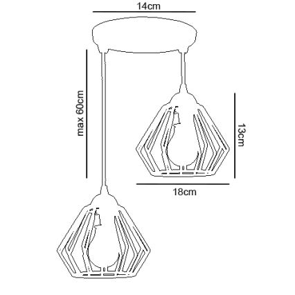 Suspension avec fil CEED 2xE27/60W/230V