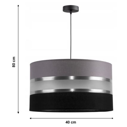 Suspension avec fil CORAL 1xE27/60W/230V noir-gris