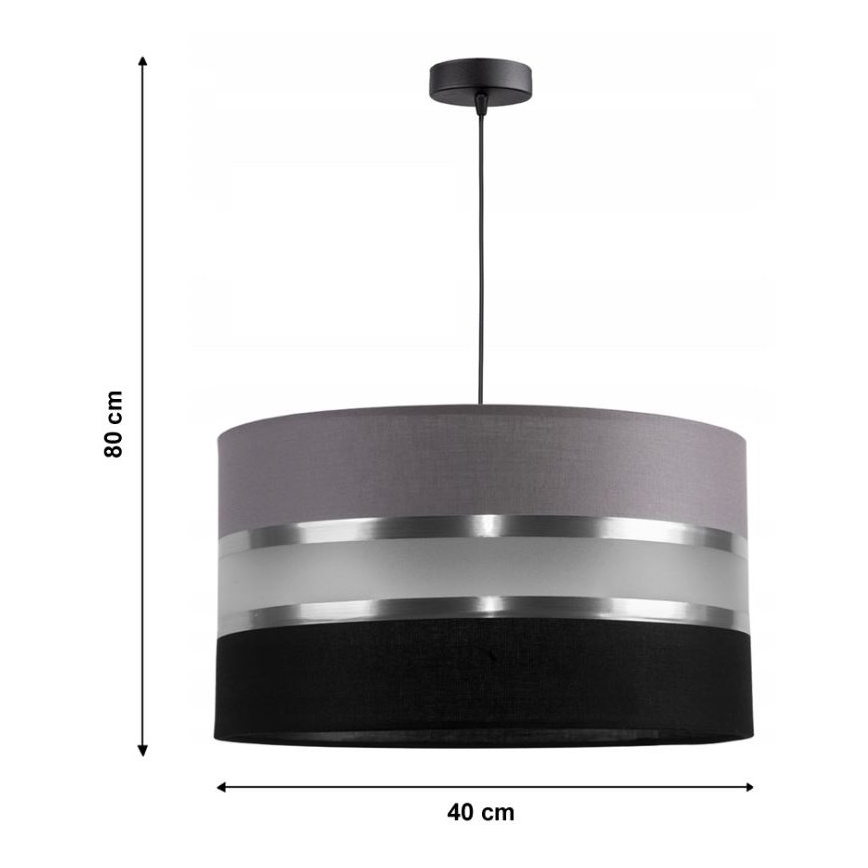 Suspension avec fil CORAL 1xE27/60W/230V noir-gris