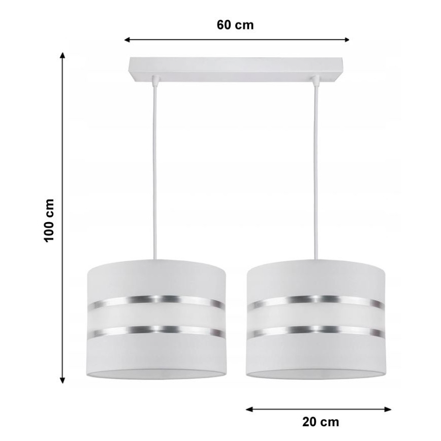 Suspension avec fil CORAL 2xE27/60W/230V blanc