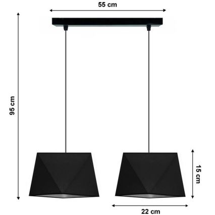 Suspension avec fil DIAMENT 2xE27/60W/230V noir