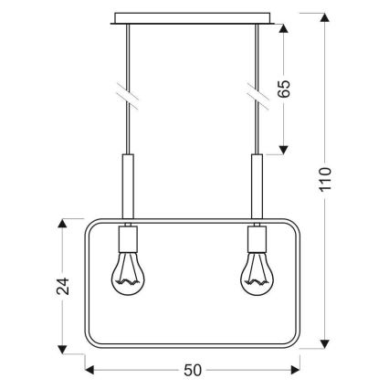 Suspension avec fil FRAME 2xE27/60W/230V noir