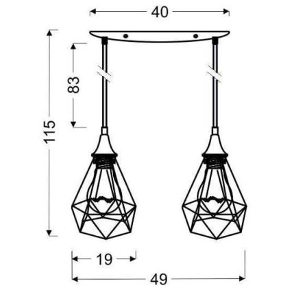 Suspension avec fil GRAF 2xE27/60W/230V