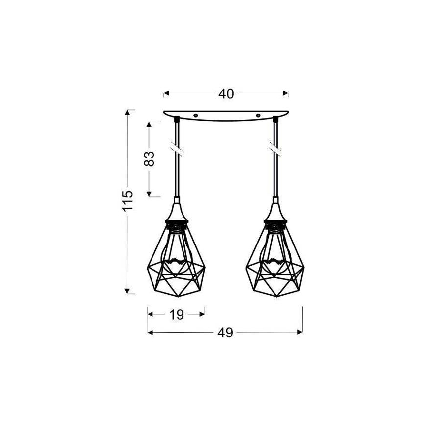 Suspension avec fil GRAF 2xE27/60W/230V