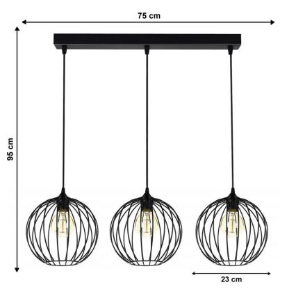 Suspension avec fil MATT 3xE27/60W/230V