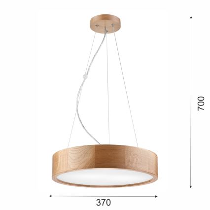 Suspension avec fil OAK 2xE27/60W/230V chêne ø 37 cm