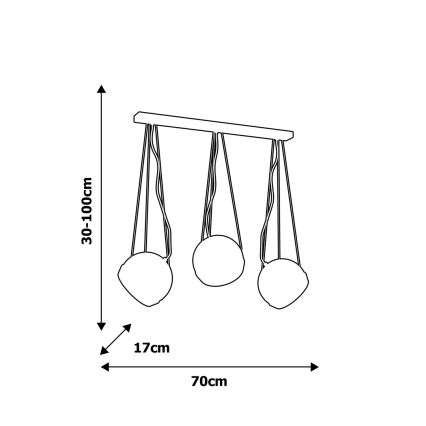 Suspension avec fil OVAL 3xE27/60W/230V