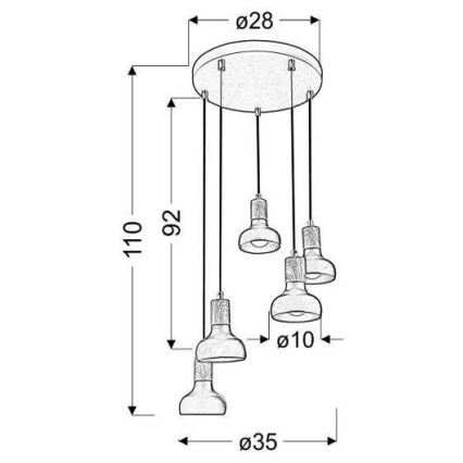 Suspension avec fil PUERTO 5xE14/40W/230V