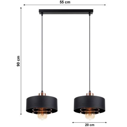 Suspension avec fil VEST 2xE27/60W/230V