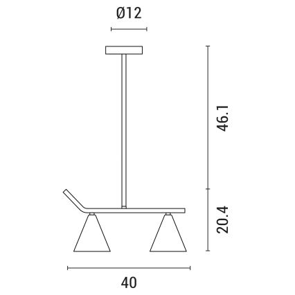 Suspension avec tige 2xE27/40W/230V noir