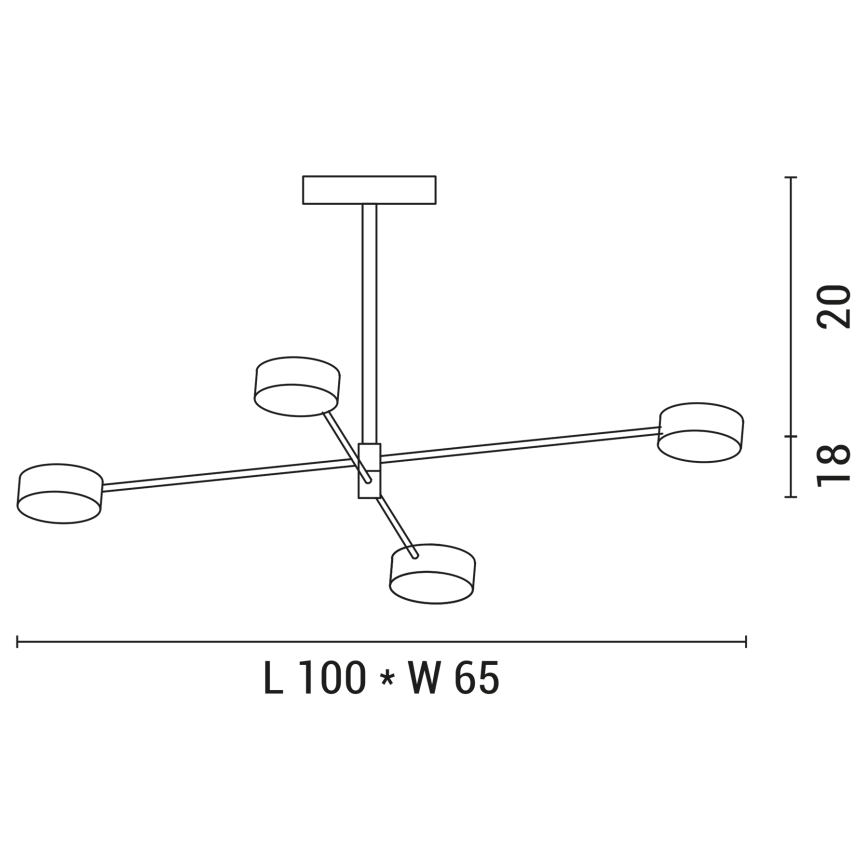 Suspension avec tige 4xLED/12W/230V 4000K doré