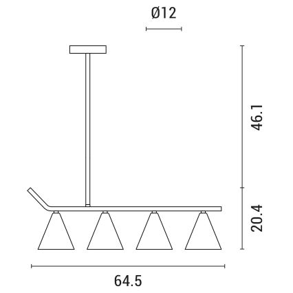 Suspension avec tige 4xΕ27/40W/230V noir