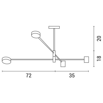 Suspension avec tige LED/24W/230V 3000K doré