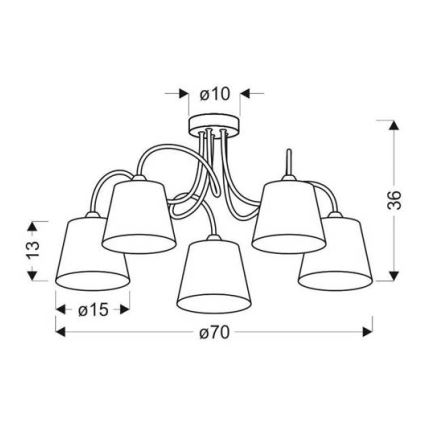 Suspension avec tige LUK 5xE14/40W/230V