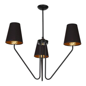 Suspension avec tige VICTORIA 3xE27/60W/230V noir